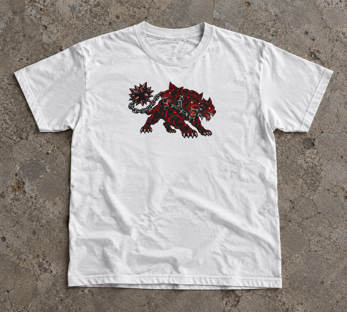 Red Three Headed Cerberus Graphic Tee